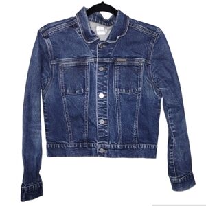 -576 Calvin Klein Jeans CK blue denim Stretch button up Jean jacket Women SZ L